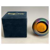 Signed glass eye studio paperweight in original