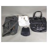 Group of leather handbags