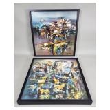 Pair of Ngô Tm signed oil abstract paintings