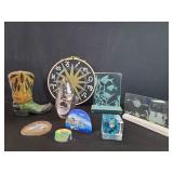 Carved glass aquarium style sculpture, abstract