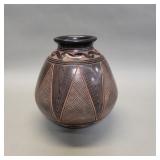 Paula Gutierrez hand carved pottery vase