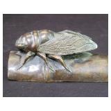 Vintage bronze cicada sculpture paperweight