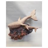 Burl wood hand carved whale sculpture