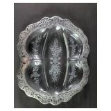 Vintage Cambridge style glass relish dish with