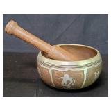 Tibetan copper singing bowl with engraved mantra
