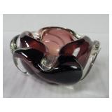 Vintage Murano style hand blown art glass ashtray