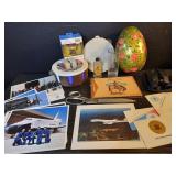 Vintage items; NASA, Air Force One, binoculars,