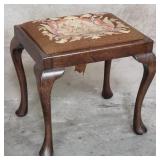 Antique Georgian walnut and needlepoint stool
