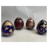 Hand decorated Russian glass eggs box lot