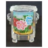 Chinese reversed painted crystal lidded jar