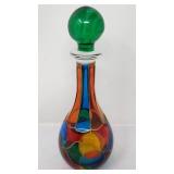 Multicolored glass decanter