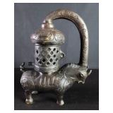 Chinese bronze bull figure lantern