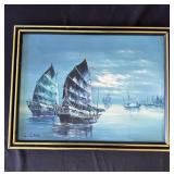 Framed L.Lam signed oil painting