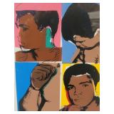 Four framed pop art Muhammad Ali screen prints
