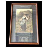 Framed antique 1911 Capital Furniture calendar
