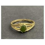 Vintage 10k gold electroplated jade ring