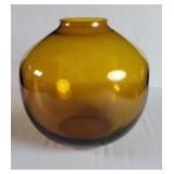 Vintage hand blown amber glass vase