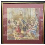 Framed vintage French tapestry