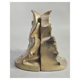 Vintage brass-plated spelter maple leaf bookends