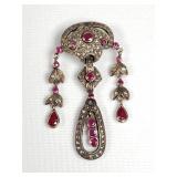 Victorian 14k gold and silver pendant with