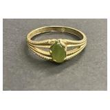 Vintage 10k gold electroplated and jade ring
