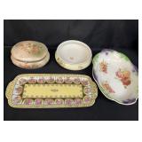 Vintage porcelain serving pieces & trinket box