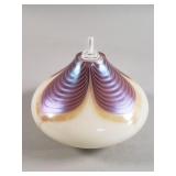 vintage signed hand-blown iridescent art glass
