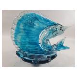 Mid-century Modern art glass marlin compote bowl