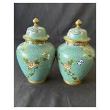 Pair of vintage Chinese cloisonne ginger jars