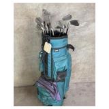 Vintage Dantrik transit golf bag with clubs