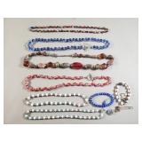 Group of costume jewelry glass beaded necklaces