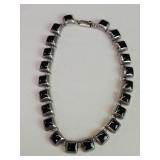 Vintage Mexican Taxco silver and onyx necklace