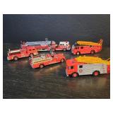 5 vintage die-cast fire trucks, all by Corgi