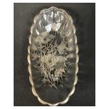 Vintage silver overlay glass dish