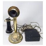 vintage-style brass candlestick telephone