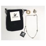 Pair of Swarovski brooches and a necklace