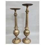 Baluster-turned design large brass candlesticks