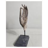 Thai bronze Buddha hand on a wood base