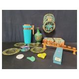 Cloisonne vase as is, carved wood sculpture,
