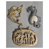 Vintage signed brooches, Toma, Alilang, and JJ