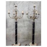 Pair of vintage Italian-style brass and marble
