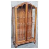 Deco walnut display cabinet with key