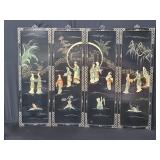 Asian black lacquer four wall panels with