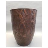Grandinroad embossed floral metal waste basket