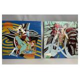 Pair of Ting Shan Kuang style lacquer plaques