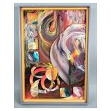 Lucian Richards signed oil on wood abstract