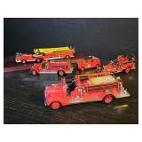 5 Vintage die-cast fire trucks