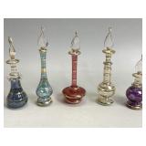 5 hand blown art glass Egyptian accents perfume