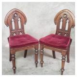 Pair of Victorian Gothic Revival walnut chairs