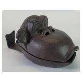 Cast iron monkey head incense burner